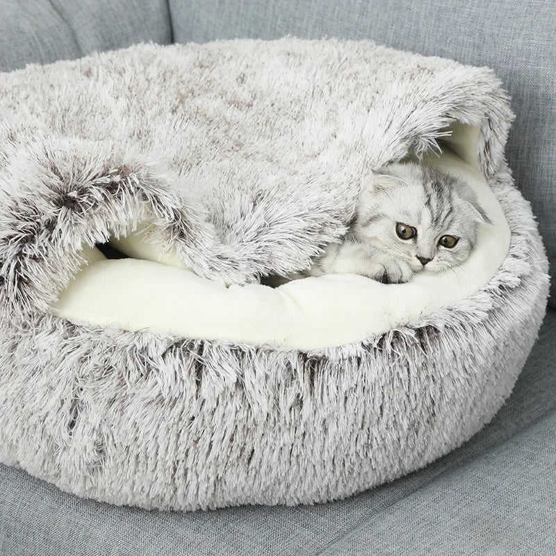 SnuggleHome® Plüsch-Tierbett für Hunde und Katzen