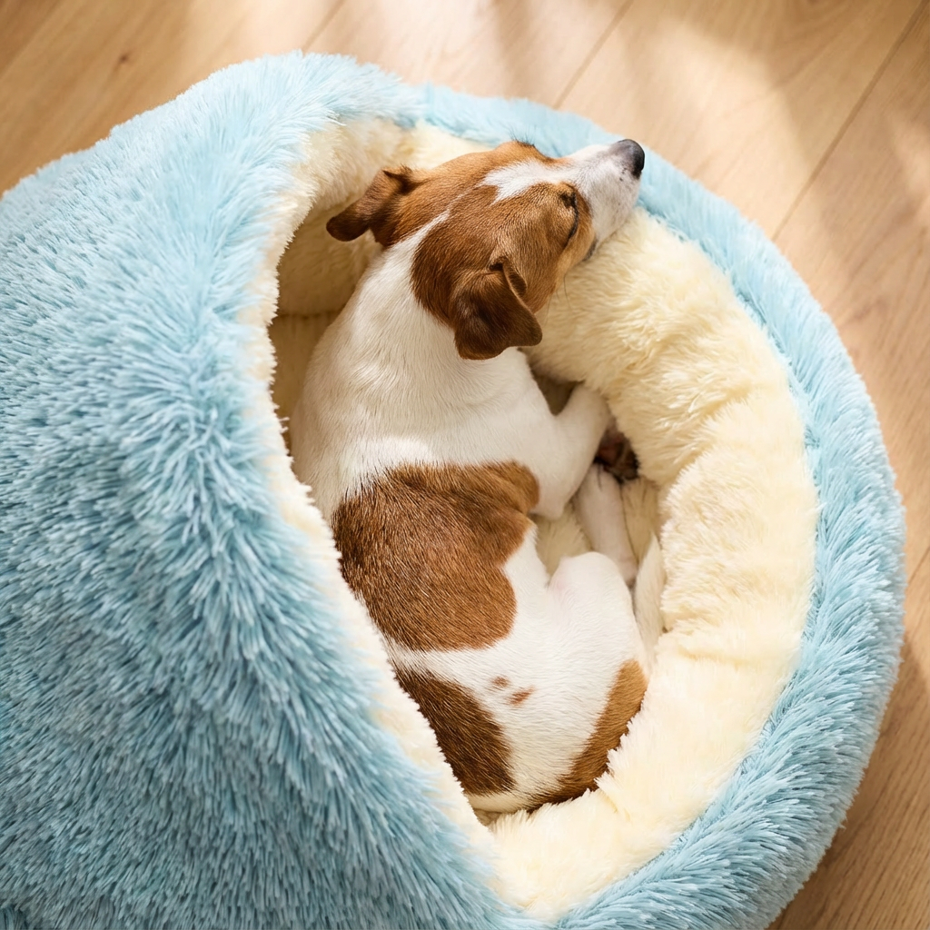 SnuggleHome® Plüsch-Tierbett für Hunde und Katzen