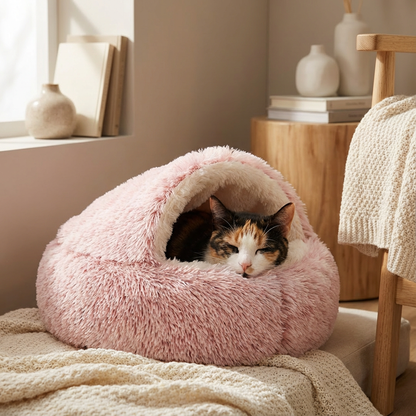 SnuggleHome® Plüsch-Tierbett für Hunde und Katzen